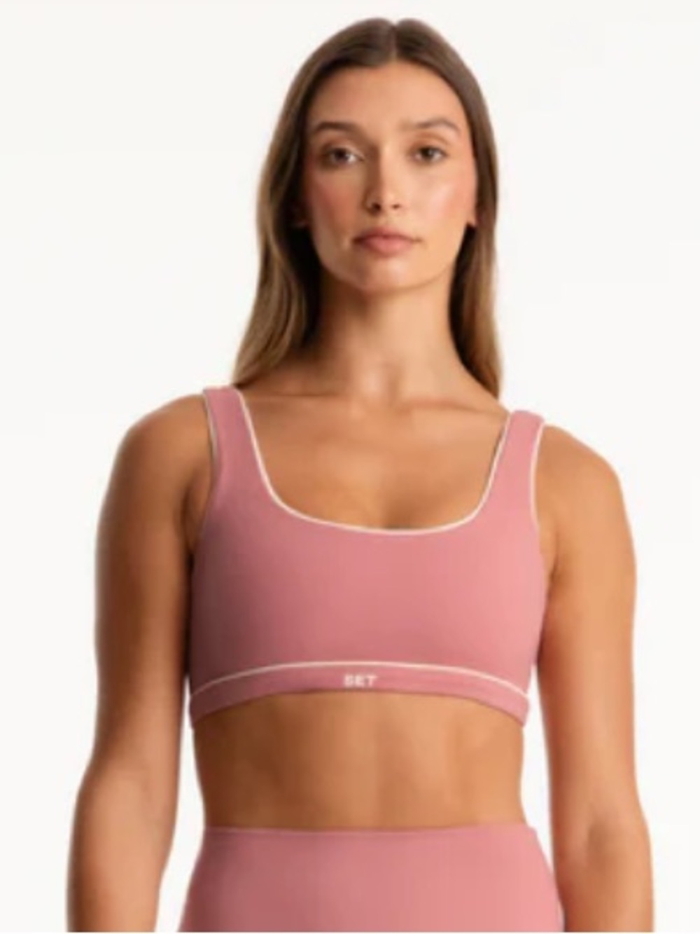 SET Active Pink Scoop Sports Bra with Contrast Trim